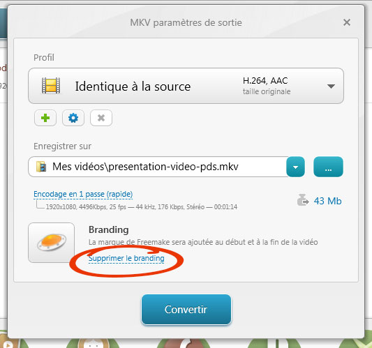 Freemake Video Converter Suppression du Branding