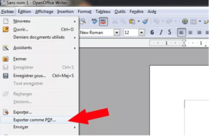 exportateur un doc avec open office