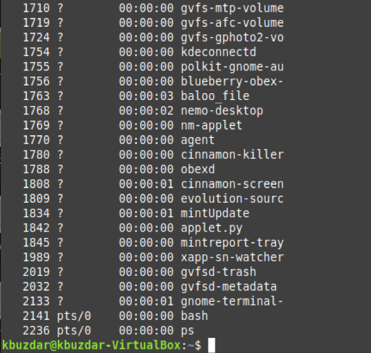 Exemples de commandes Linux « ps »