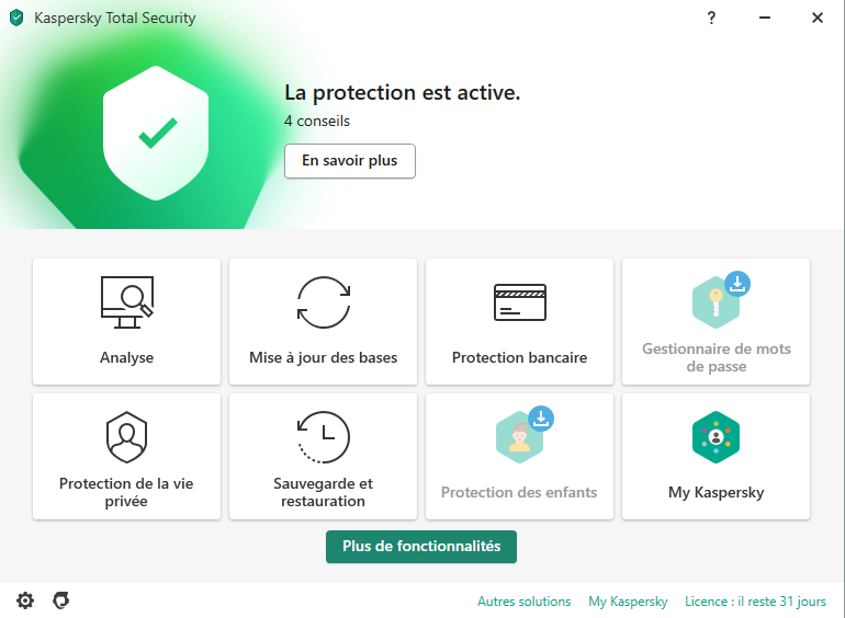 Meilleur antivirus : Kaspersky Total Security