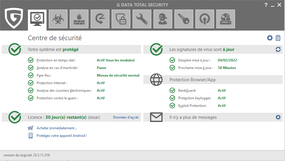 meilleur antivirus : G Data Total Security