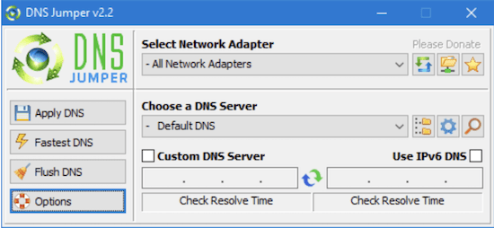 modifier les paramètres DNS sur Windows 10 avec DNS Jumper