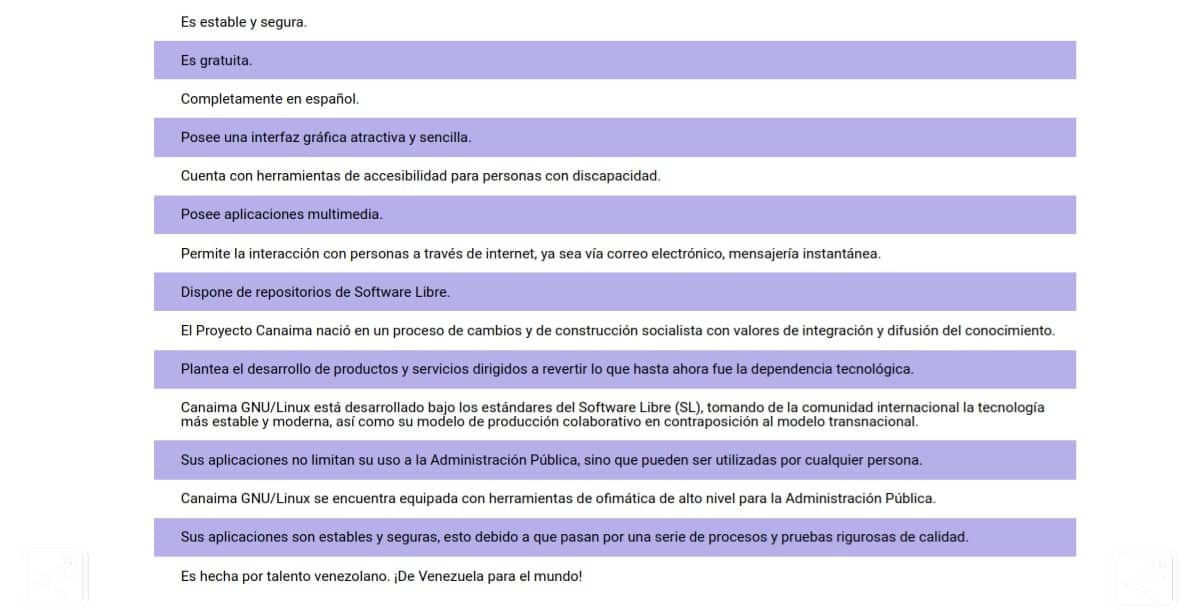 Caractéristiques actuelles de Canaima Imawari 7.0