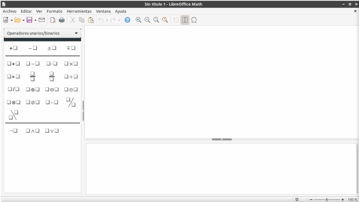 Interface visuelle de LibreOffice Math