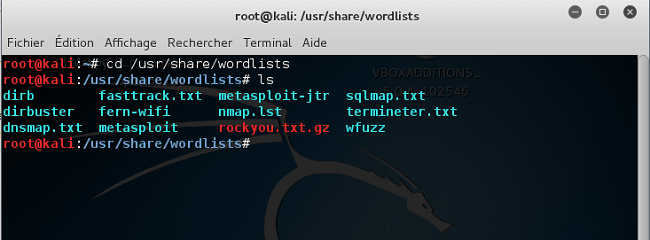 liste de mots kali linux
