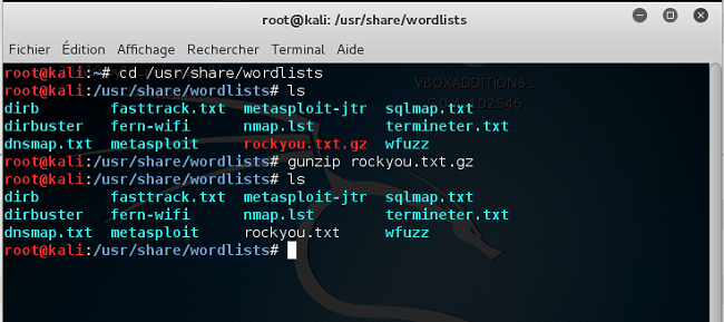 kali linux cracker archive liste de mots rar
