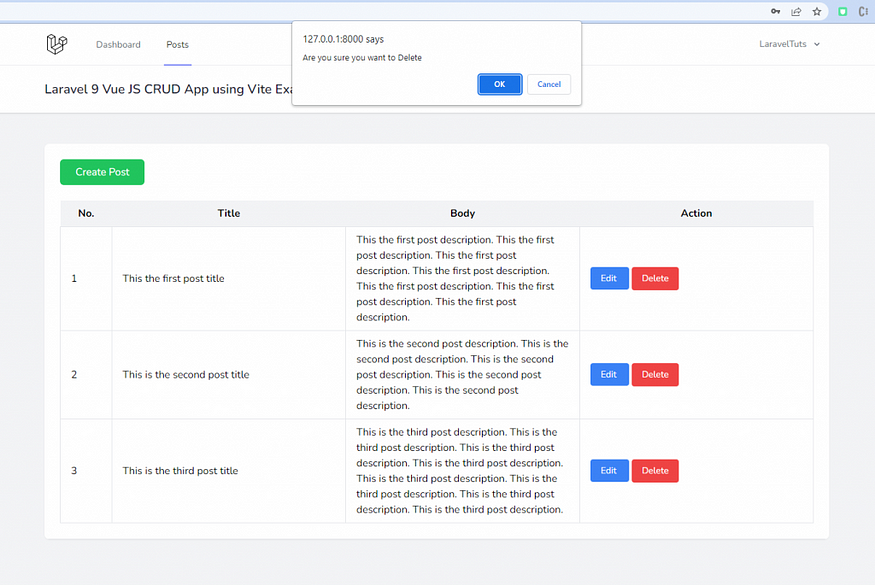 Application Laravel 9 Vue JS CRUD utilisant l'exemple de Vite