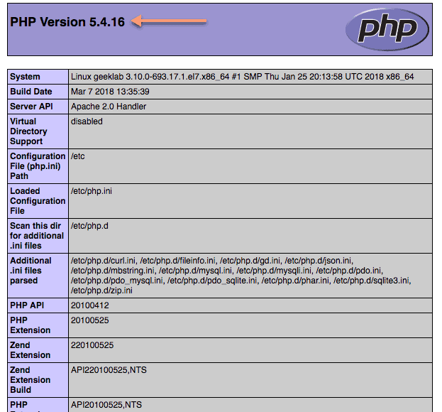 comment vérifier la version de PHP sous Linux