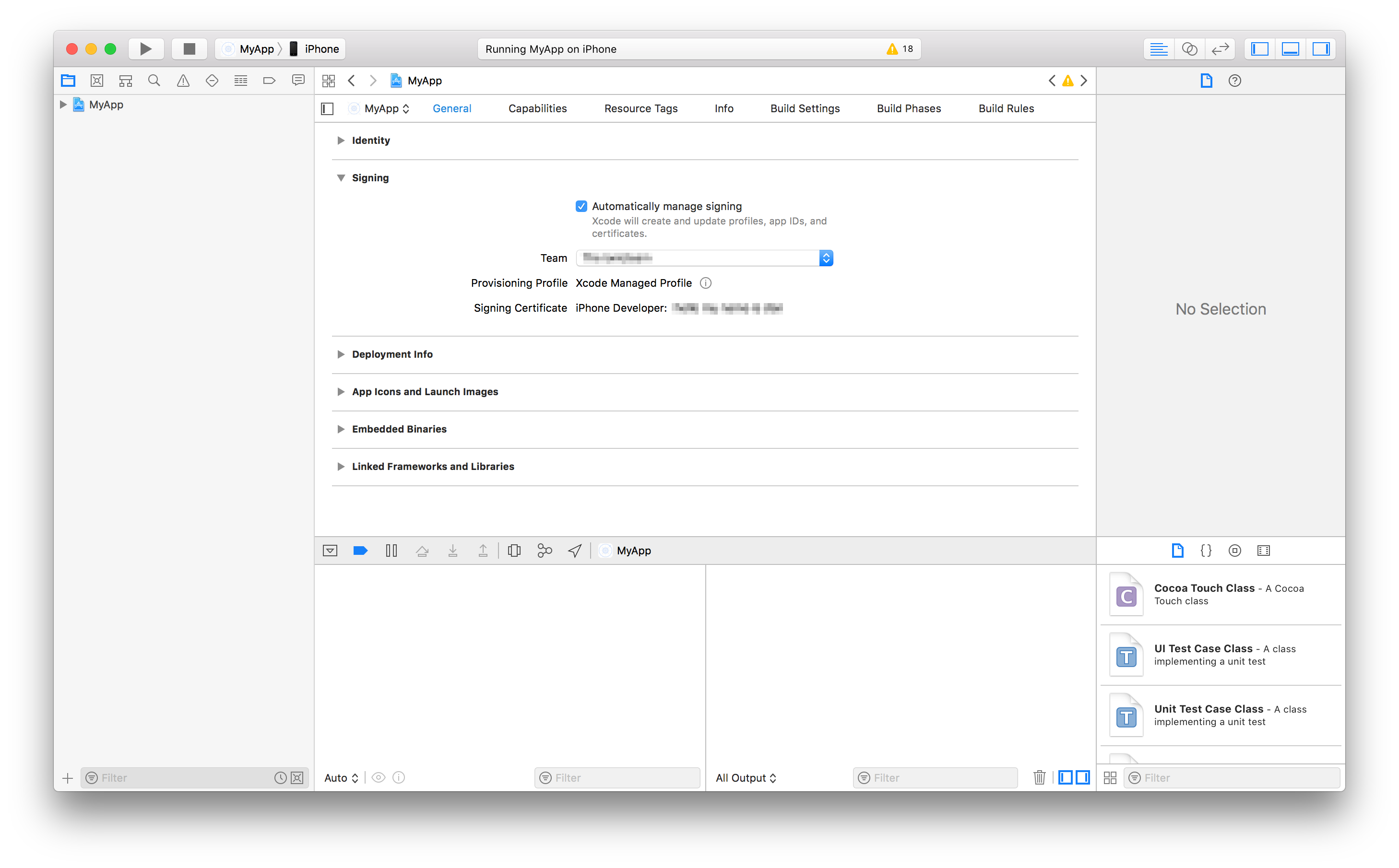 Configuration de la signature Xcode