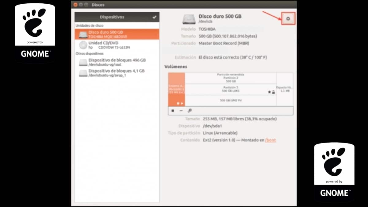 Disques GNOME pour diagnostiquer votre disque dur